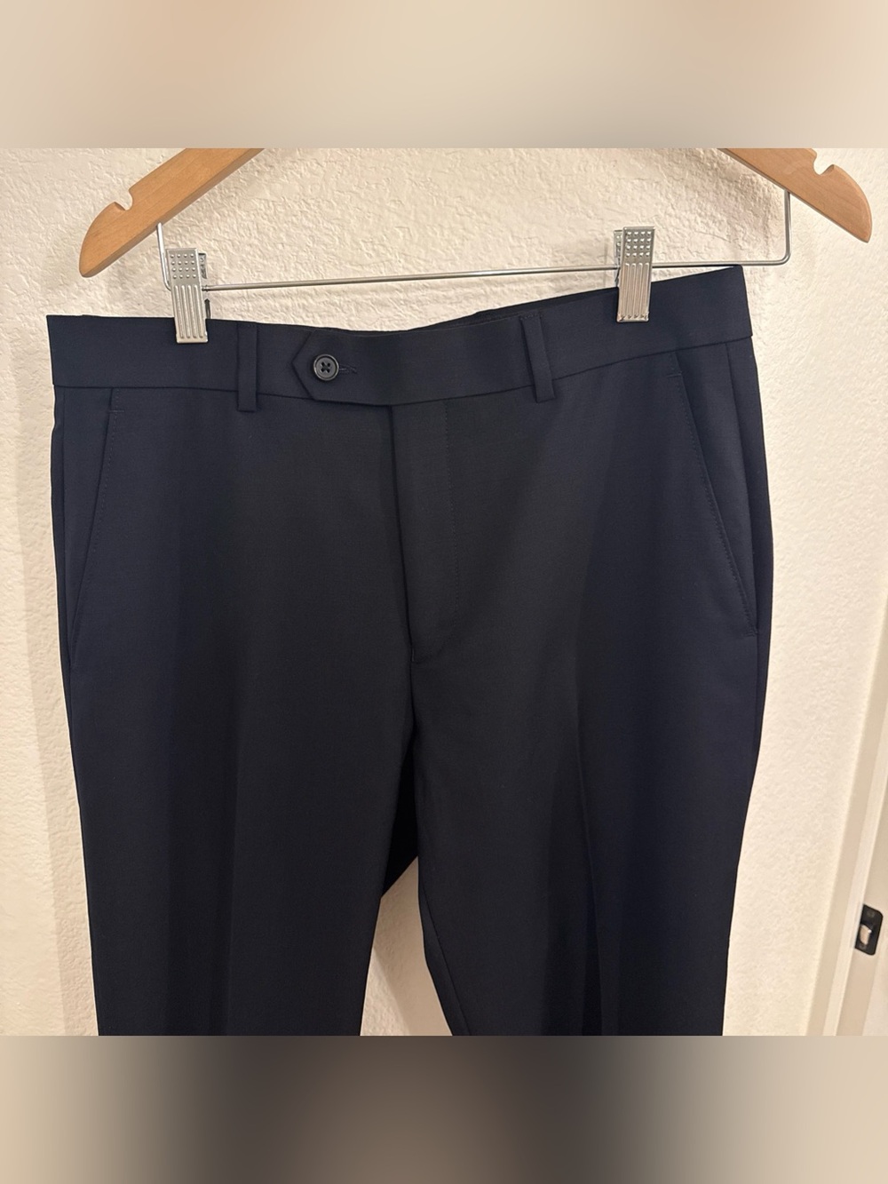 Lauren Ralph Lauren 100% Wool Black Lined Pleated Trousers Pants Size 31
